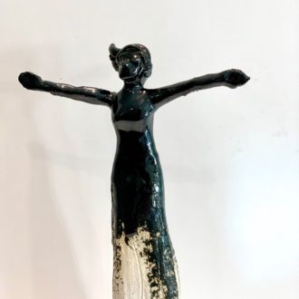 statuette femme céramique noir et blanc pièce unique
