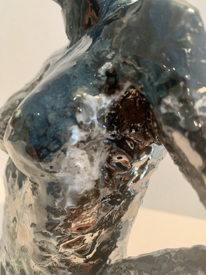 femme sculpture buste céramique métallique claymee
