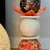 orange bronze doré et blanc totem céramique claymee lyon