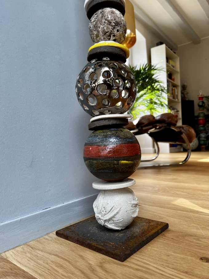 claymee totem sculpture pièce unique lyon