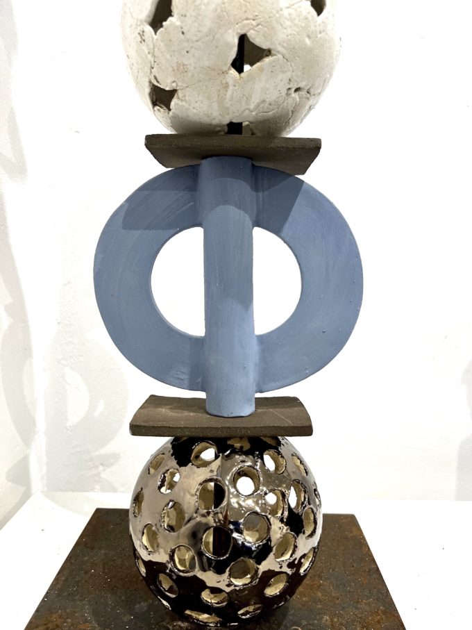 totem céramique pièce unique personnalisable bleu claymee claire michelini