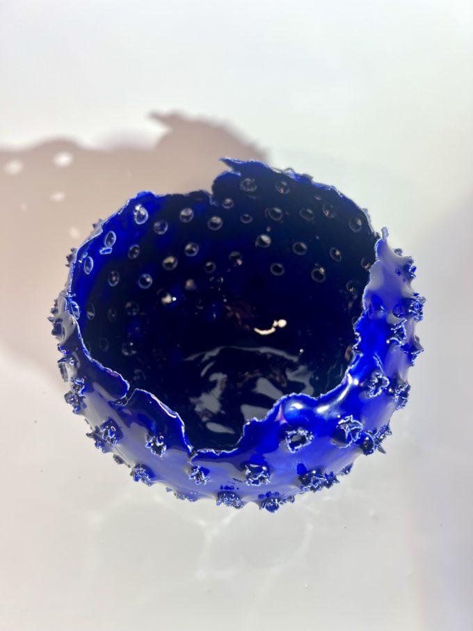 coupe céramique bleu royal poterie fait main pièce unique claymee